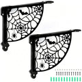 Spider Pattern Heavy Duty Decorative Shelf Brackets - Black Iron Wall Mount Support - Set of 2