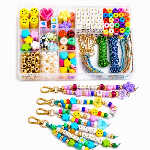 Bead Keychain Making Kit with 421+ Pieces - DIY Bag Charm & Jewelry Set