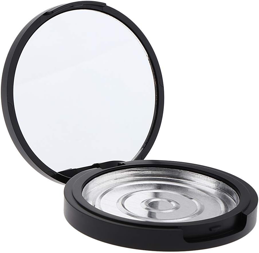 U-M PULABO Cosmetic Empty Container Jar - Compact 20g Makeup Case in Black & Silver, 17mm Height