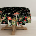 Horaldaily Mushroom Black Tablecloth 90 Inch Round - Durable Polyester