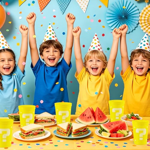 24 Pack Yellow Plastic Party Cups 12oz Reusable Tumblers for Birthday & Themed Events