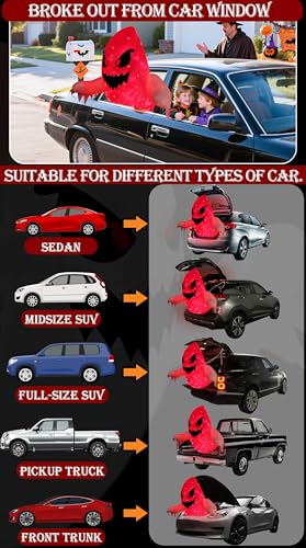 3.5FT Inflatable Ghost Car Decoration Kit for Halloween Trunk or Treat Outdoor Party