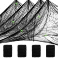 Simgoing Halloween Spider Webs Set with 200 Glow-in-the-Dark Spiders - Black / 204 Variation
