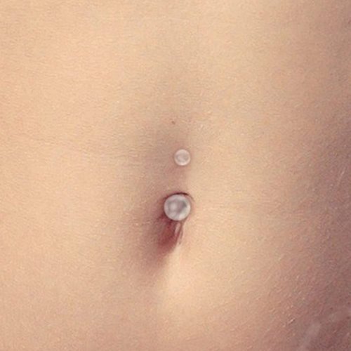QWALIT Belly Button Piercing Kit Belly Piercing Kits Silver Belly Button Piercing Gun Self Belly Piercing Gun with Surgical Steel Dangle Belly Rings at Home