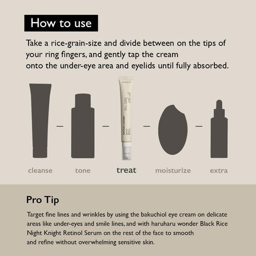 Haruharu Wonder Black Rice Bakuchiol Eye Cream 0.67 fl.oz / 20ml | Anti-Aging, Wrinkle Care, Natural Retinol Alternative | Cruelty Free, EWG-Green