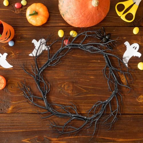 Halloween Door Wreath Fake Twig Garland Outdoor Decor Scary Front Door Accessory