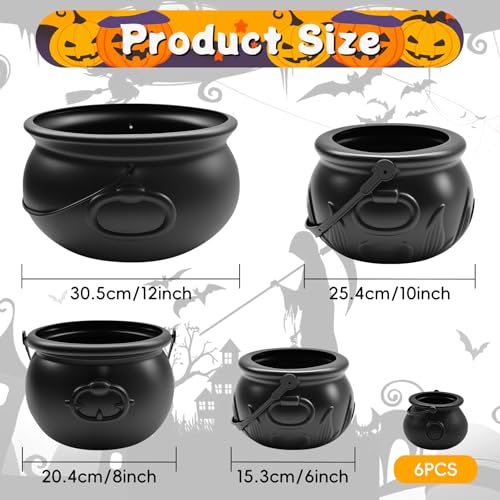 Halloween Cauldron Set with Mini Buckets - 10 Pieces, Plastic Witch Decor