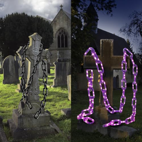 Purple Halloween Chain Lights 10Ft Battery Operated with Timer - Spooky Decor