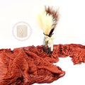 A-Terracotta Boho Table Runner Set with Chiffon Ribbon - 10FT Long Decor