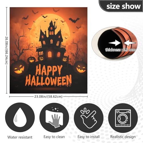 Halloween Haunted House Pumpkins Orange Dishwasher Magnet Cover - Festive Kitchen Decor