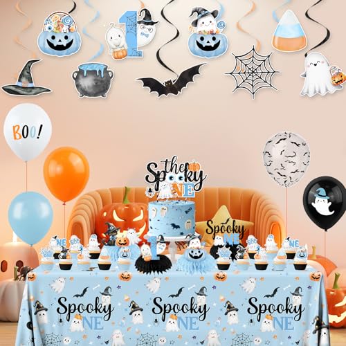 Halloween First Birthday Party Decorations Boy Blue Spooky Theme Set - Serves 24