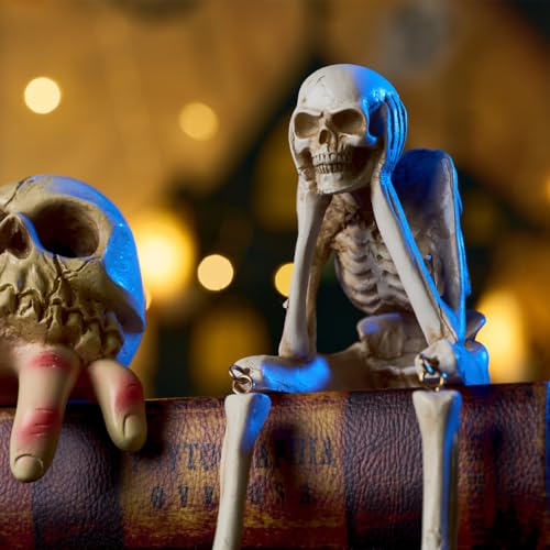 Halloween Skeleton Statues Set of 3 - See Hear Speak No Evil Skull Decor