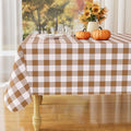 Misaya Waterproof Vinyl Rectangular Table Cloth 102x60 Inches Brown & White