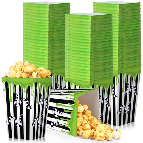 24 Pack Halloween Popcorn Snack Boxes with Worm & Stripe Design