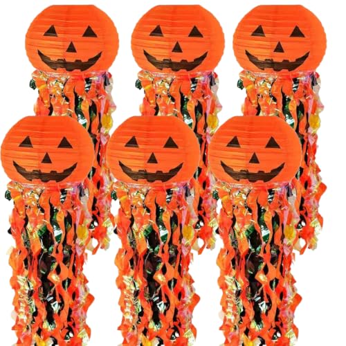 6-Pack Halloween Pumpkin Hanging Paper Lanterns Party Decorations