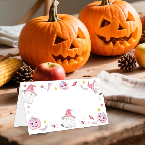 Halloween Place Cards Set - Cute Foldable Table Seating Labels for Parties - Halloween 01