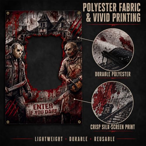 Chainsaw Killer Photo Booth Backdrop Halloween Horror Party Decoration - Variation of Chainsaw Killer Photo Booth