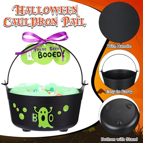Halloween Boo Buckets Gift Set with Ghost and Spider Web Decorations - 4 Pack