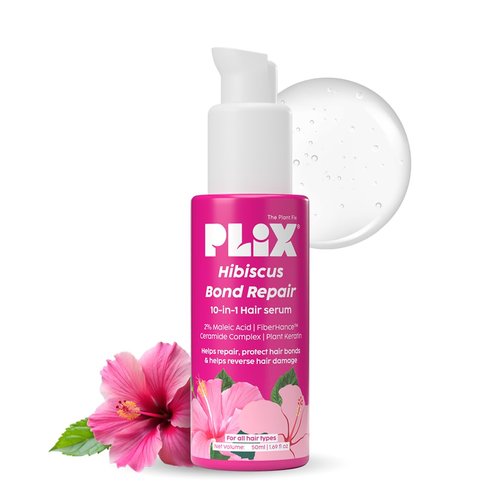 Plix Hibiscus 10-in-1 Bond Repair Hair Serum for Reduced Breakage & Nourished Strands, 1.69 fl oz