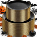 Black and Gold Disposable Plates Set - 50 Dinner & 50 Salad Plates for Parties