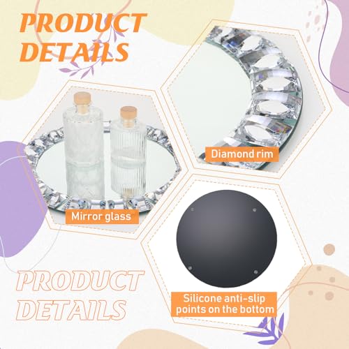 Silver Mirrored Glass Charger Plates Set of 6 - Square Diamond Rim