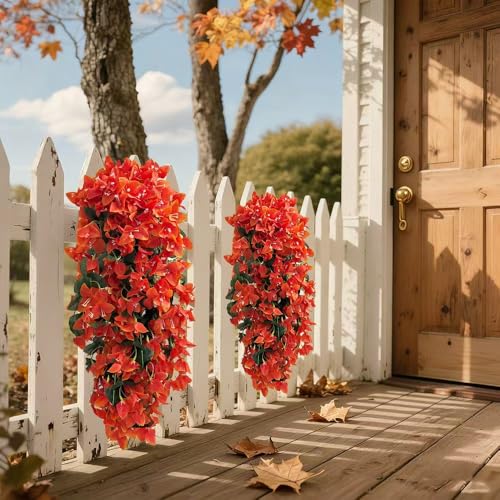 Artificial Bougainvillea Hanging Flowers - Fall Flower Variation, Lifelike Outdoor Decor