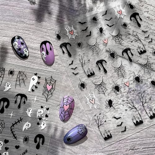 Halloween Nail Art Stickers Horror Gothic Decals - 3 Sheets - Variation of Halloween