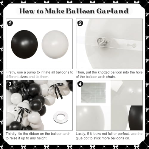 Black and White Balloon Arch Kit for Birthday Halloween Decorations - Variation of Blackwhitebow