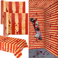 Creepy Carnival Tablecloth Roll - 54x2400 Inch Red & White Striped Halloween Decor