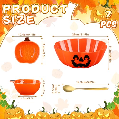 Halloween Candy Serving Set with Pumpkin Bowls and Spoons - Party Supplies