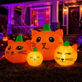 Halloween Inflatable Pumpkin Cat Heads Set - 6.3ft Outdoor Yard Decor with LED Lights
