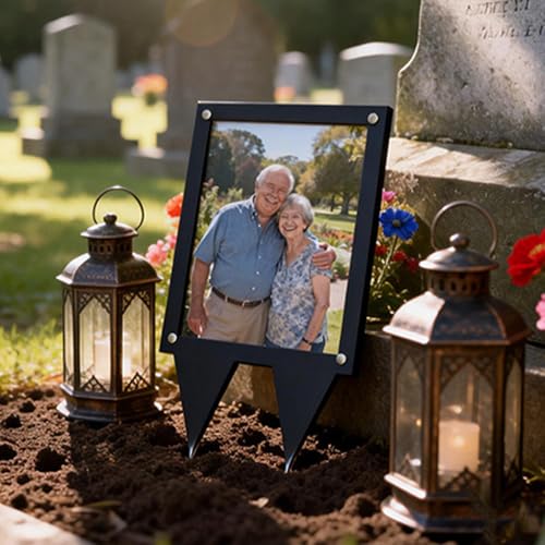 Waterproof 5x7 Picture Frame for Grave - Black Outdoor Memorial Frame