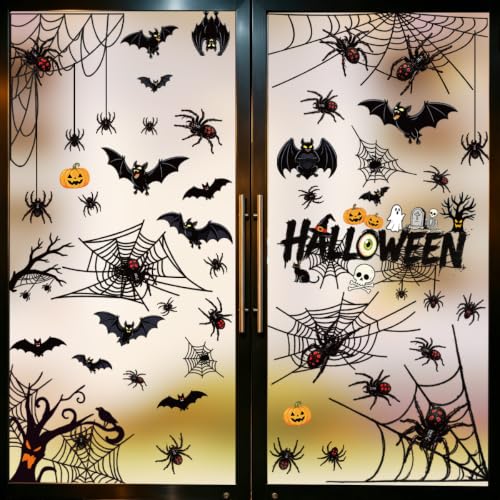 Halloween Window Clings Set - Reusable Fall Indoor Decorations for Glass Surfaces