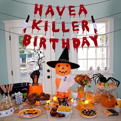 Halloween Birthday Banner Horror Movie Decorations - Scary Party Decor