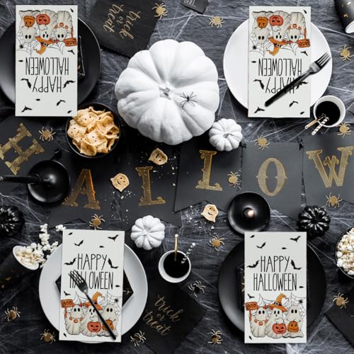 Halloween Paper Napkins Ghost Bat Spider Web White 100Pcs - Party Decor