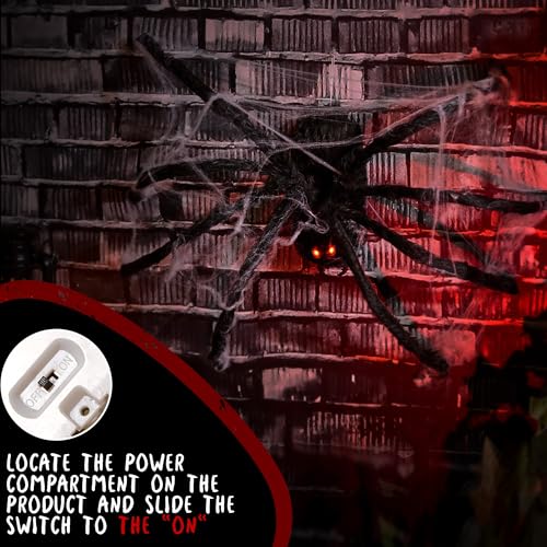 Halloween Animatronics Floating Hanging Spider - Sound Activated with Creepy Light-Up Eyes - Indoor Outdoor Haunted House Decor - Variation: Hanging Spider