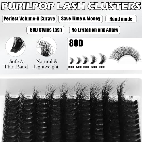 Fox Eye Lash Clusters Kit - 4 Styles with Bottom Lashes, 60D/80D/100D, Fox Eye Variation