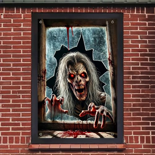 Halloween Zombie Window Cover - 31x47 Inch Polyester Decoration - Variation 248023AXNYF
