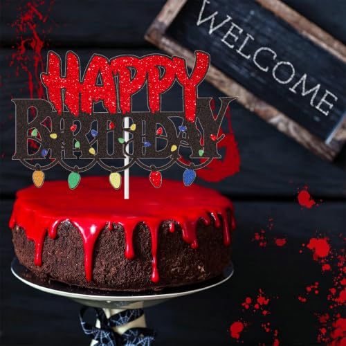 Red and Black Halloween Cake Topper Spooky Party Decoration