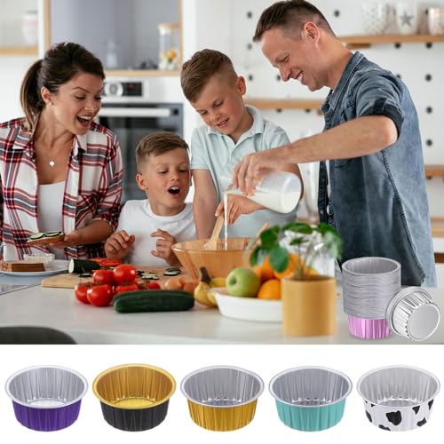 Green Blue Aluminum Cupcake Liners 100pcs 5oz Baking Cups for Birthday & Weddings