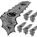 Halloween Lace Table Runners 6 Pack - Black Spider Web & Pumpkin Design, 18x72 Inches, Durable & Easy Care