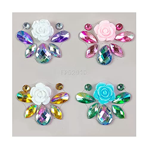 Rainbow Rhinestone Face Gems and Eyebrow Stickers for Festival Makeup