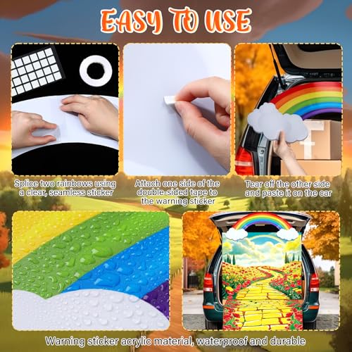 Halloween Car Decoration Kit for SUVs with Rainbow Sign and Banners