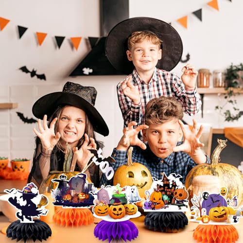 Halloween Honeycomb Centerpieces Set - 9 Festive Table Decorations for Parties