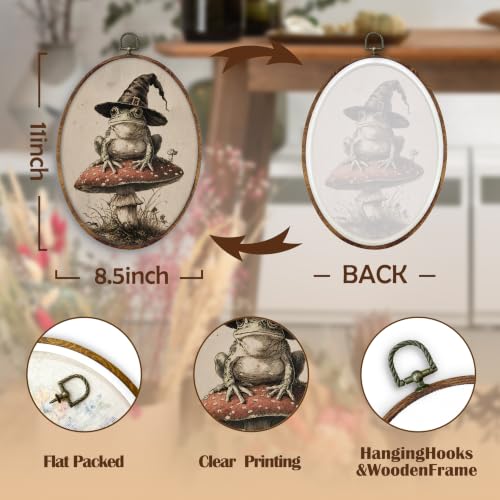 Halloween Witch Frog Mushroom Oval Wall Art Decor - Variation 2
