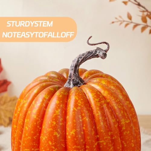 Large Artificial Pumpkin Set - Faux Autumn Decor for Halloween Thanksgiving Christmas