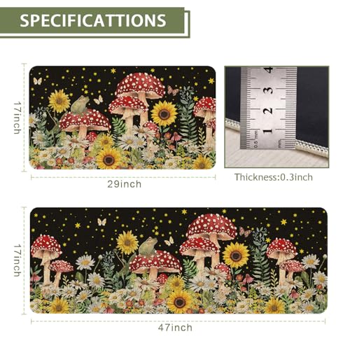 Farmhouse Mushroom Kitchen Rugs and Mats Set of 2 - Rectangular Variation 01