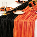 Halloween Cheesecloth Table Runner Black Orange 2 Pack - Trick or Treat Party Decor