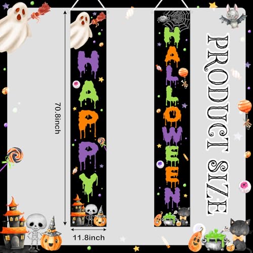 Halloween Door Banner Spooky Ghost Decoration Black - Porch Yard Sign