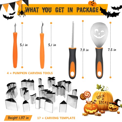 Halloween Pumpkin Carving Kit for Kids - Silver 21Pcs Pumpkin Tools Set
